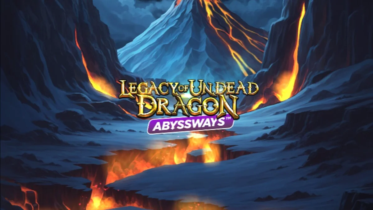Isang cinematic na visual ng Legacy of Undead Dragon Abyssways slot na nagpapakita ng dragon at medieval na tema.